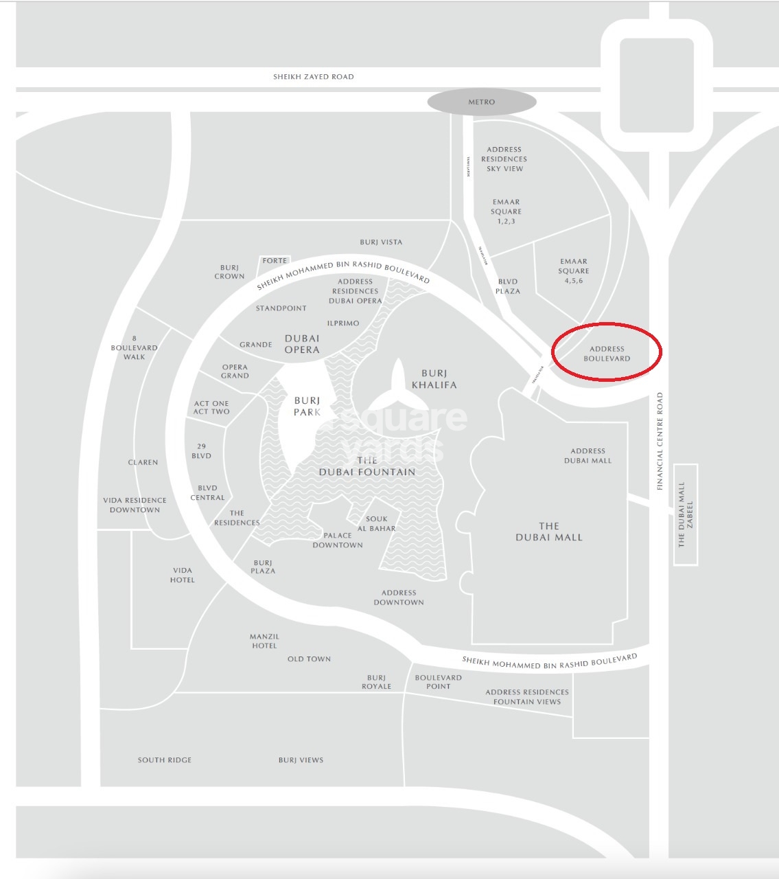 Emaar Address Boulevard Location Image