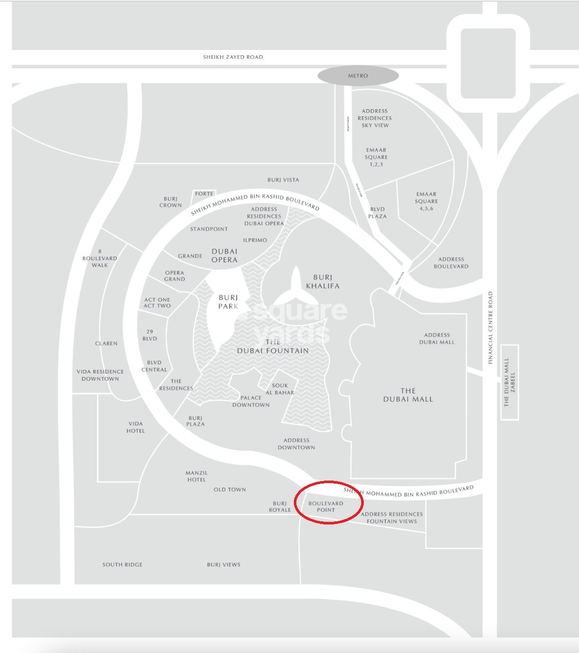 Emaar Boulevard Point Location Image