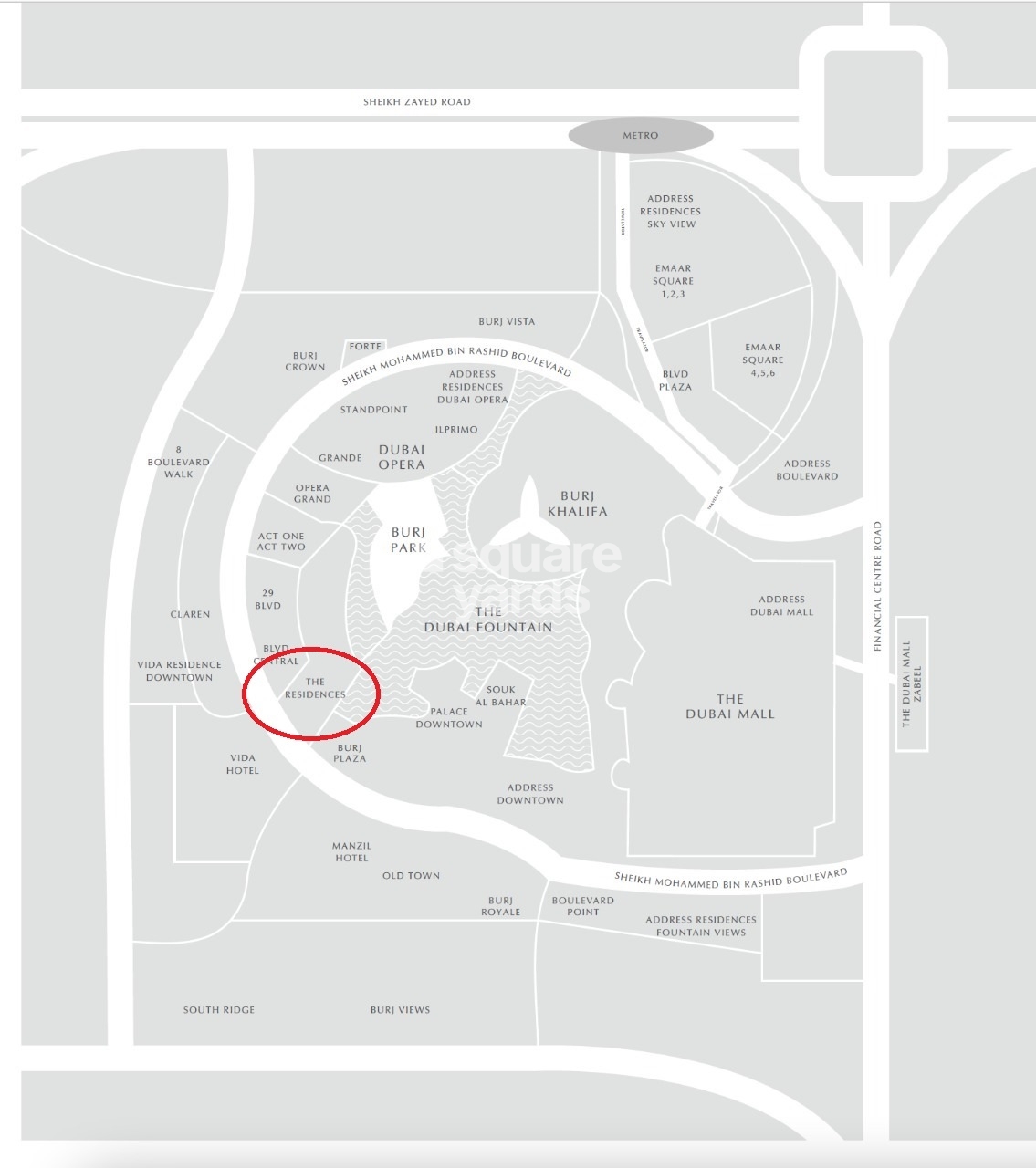 Emaar Burj Residence Location Image