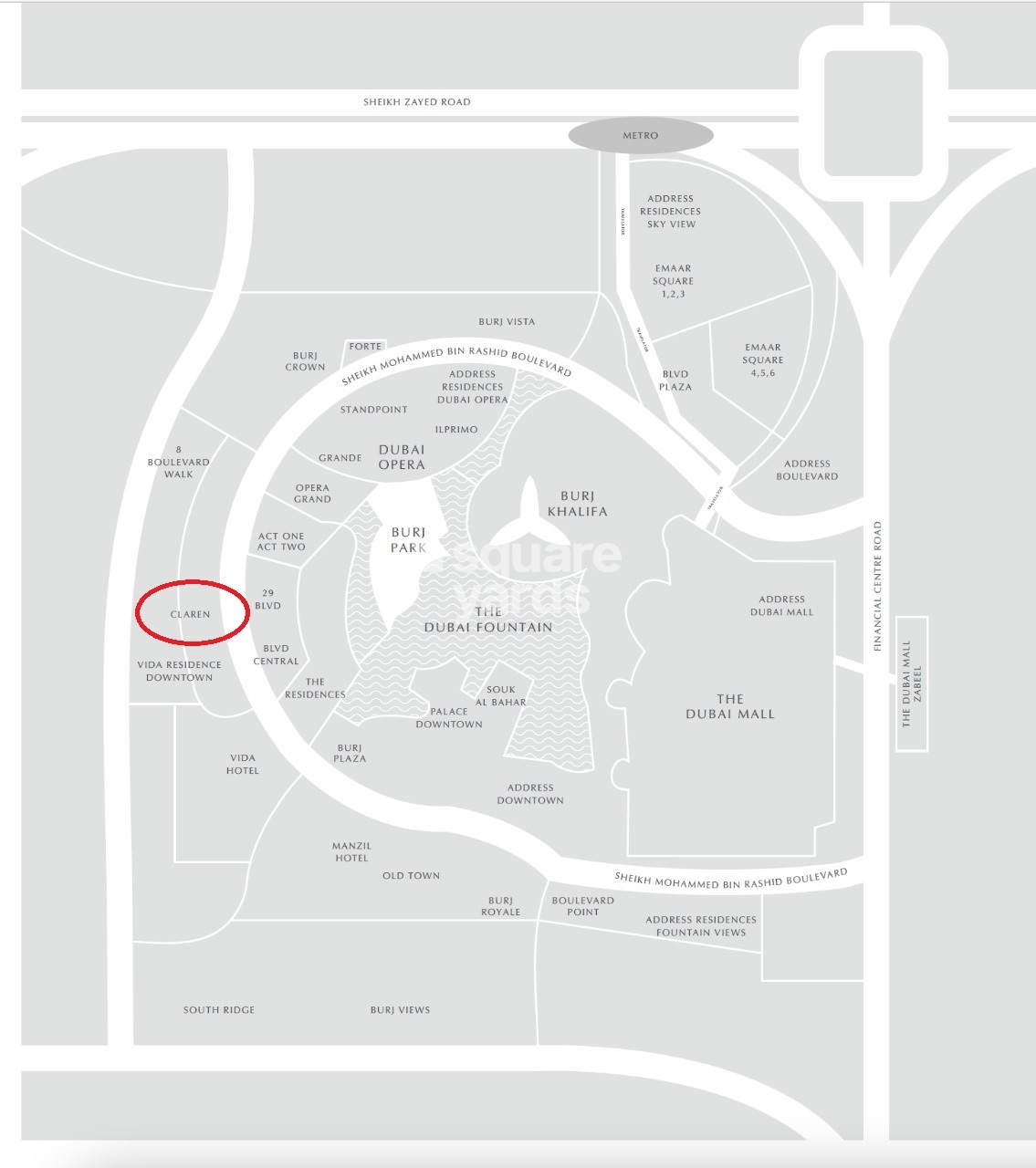 Emaar Claren Towers Location Image