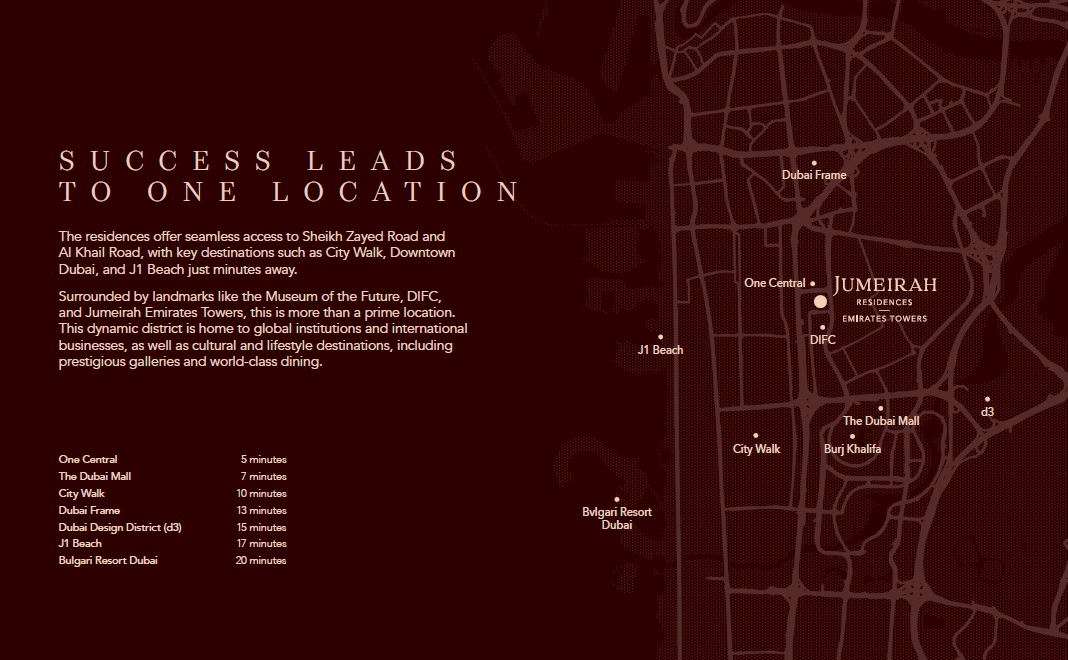 Meraas Jumeirah Residences Emirates Towers Location Image