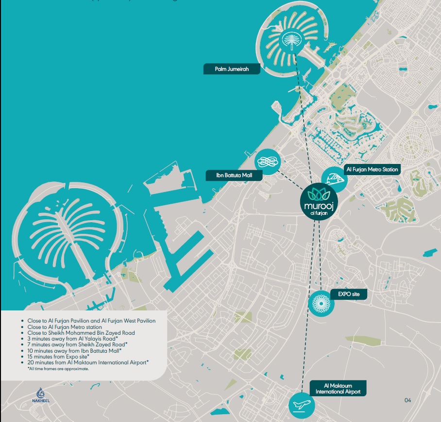 Nakheel Murooj Al Furjan Location Image