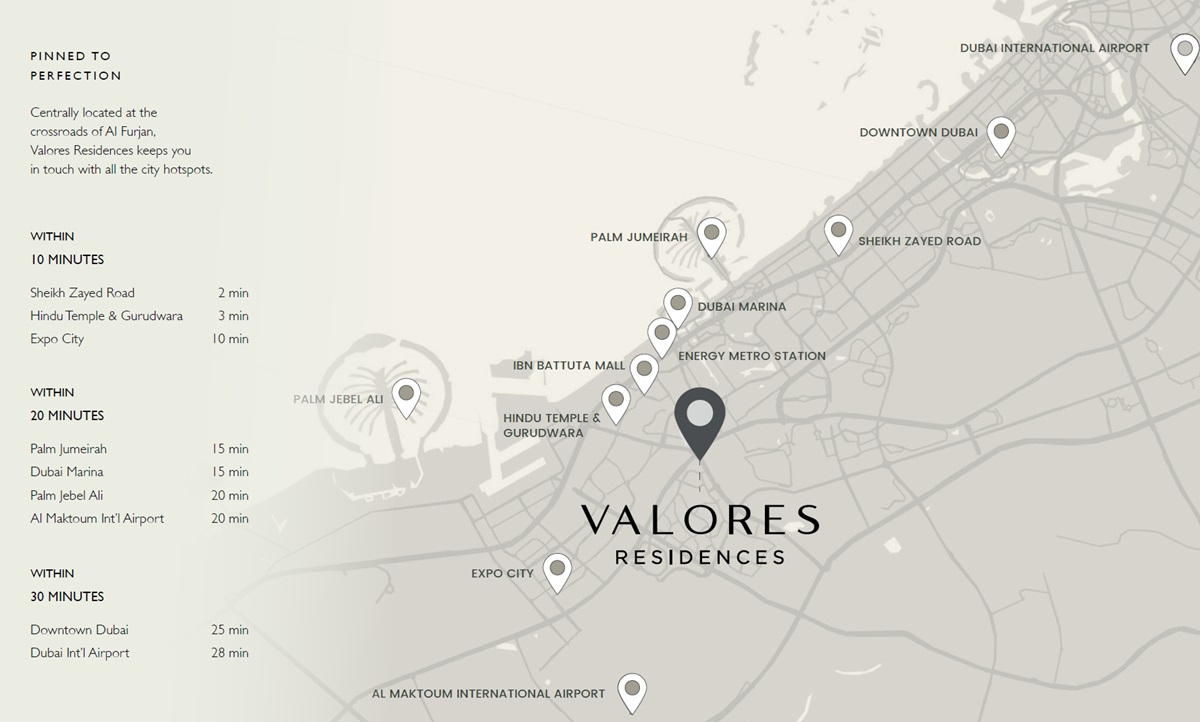 Valores Residences Location Image
