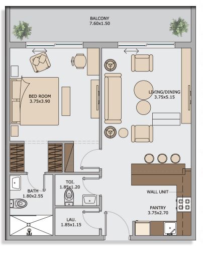 2020 Marquis Apartments 1 Bed Layout