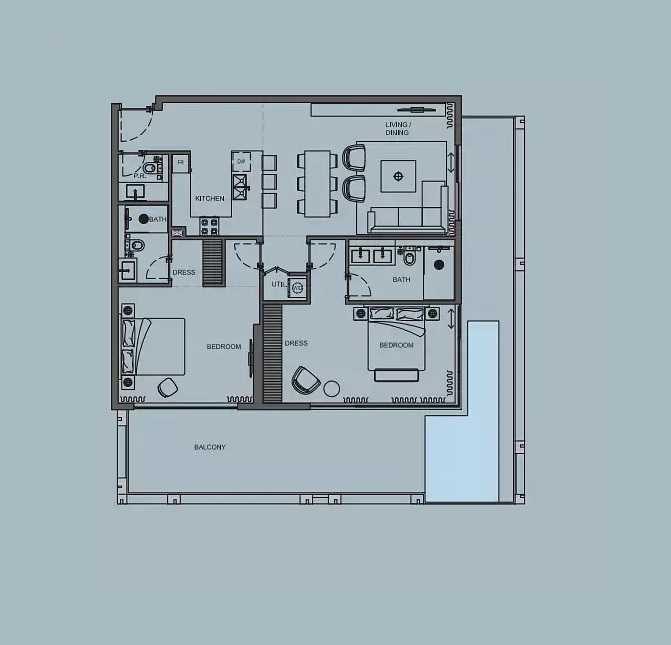 2 Beds 1627 Sq. Ft. Apartment in AB Cavalier