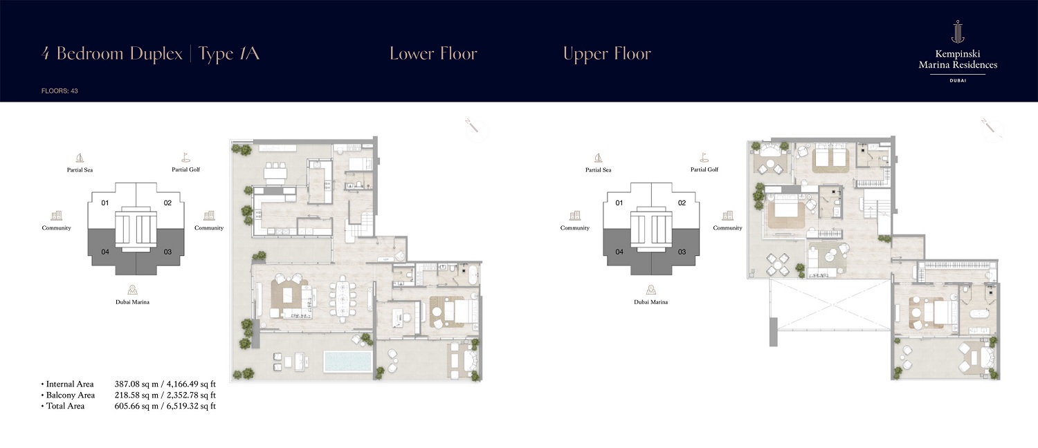 4 Beds 6519 Sq. Ft. Apartment in ABA Kempinski Marina Residences