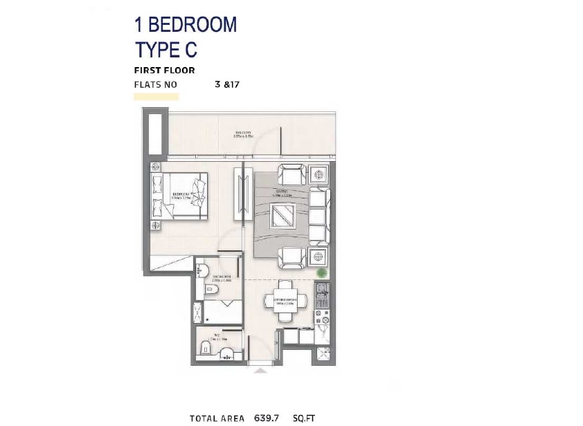 Abou Celia Residence 1 Bed Layout