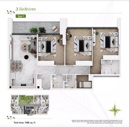 3 Beds 1488 Sq. Ft. Apartment in Acube Vega