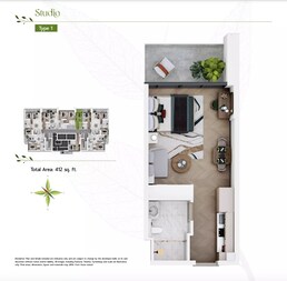 412 Sq. Ft. Studio in Acube Vega