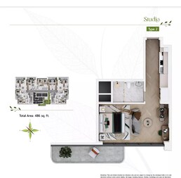 486 Sq. Ft. Studio in Acube Vega