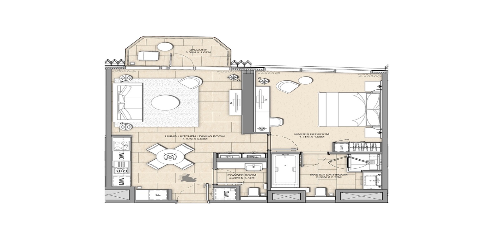 Address Harbour Point 1 Bed Layout