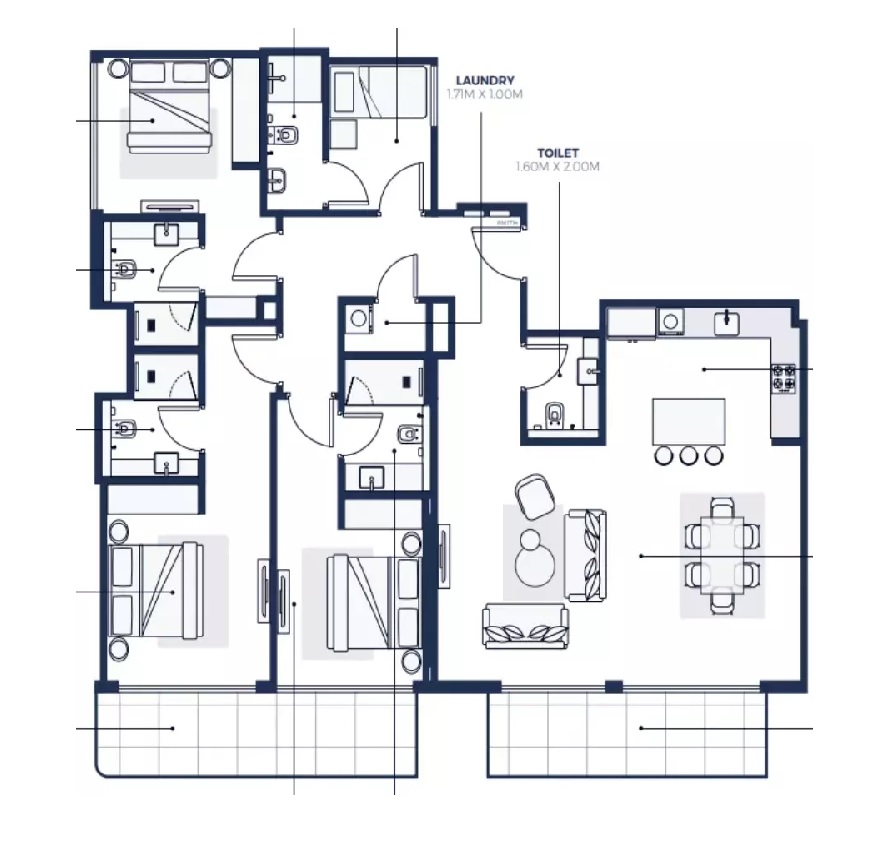 Adeba Azizi 3 Beds Layout