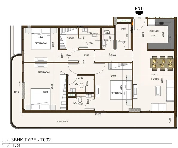 AGN Casa Aura 3 Beds Layout