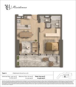 1 Bed 652 Sq. Ft. Apartment in Ahad Residences
