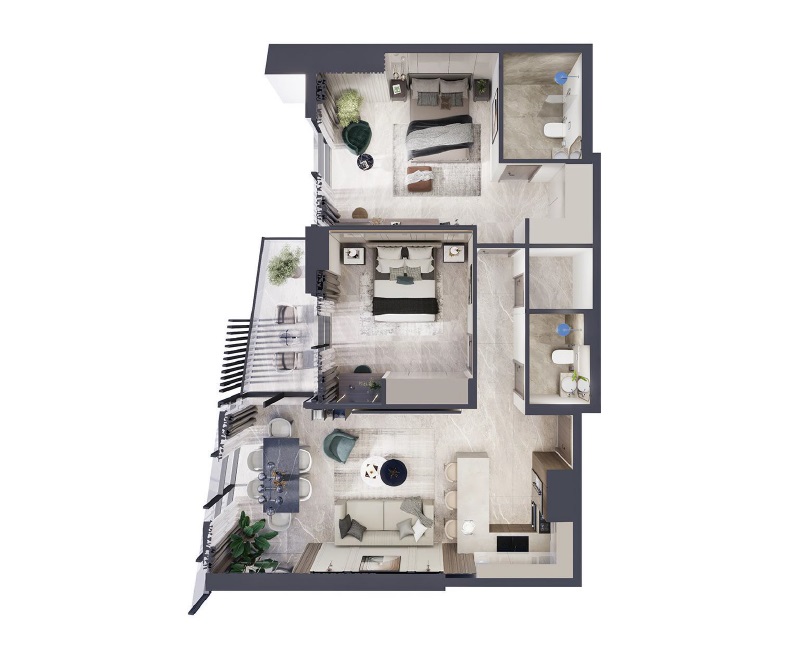Ahmadyar Palatium Residences 2 Beds Layout