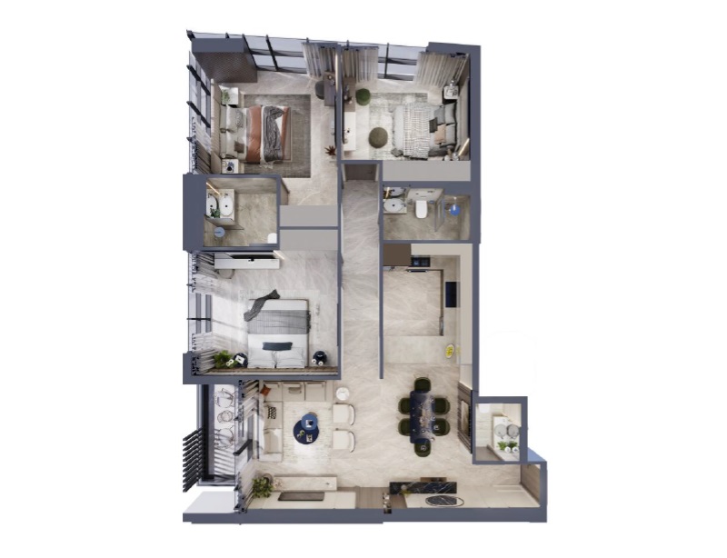 Ahmadyar Palatium Residences 3 Beds Layout