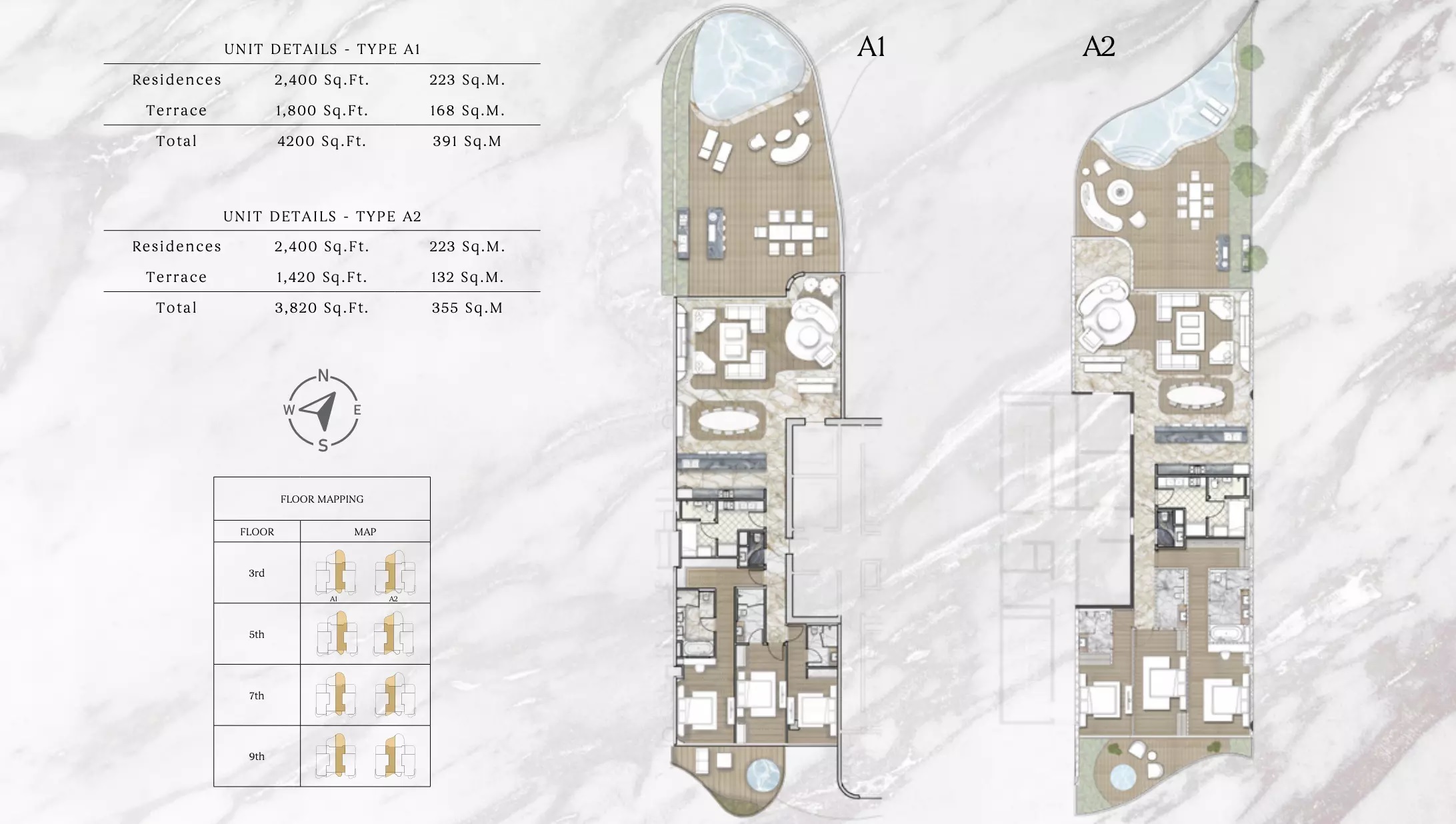 3 Beds 4200 Sq. Ft. Penthouse in AHS One Crescent