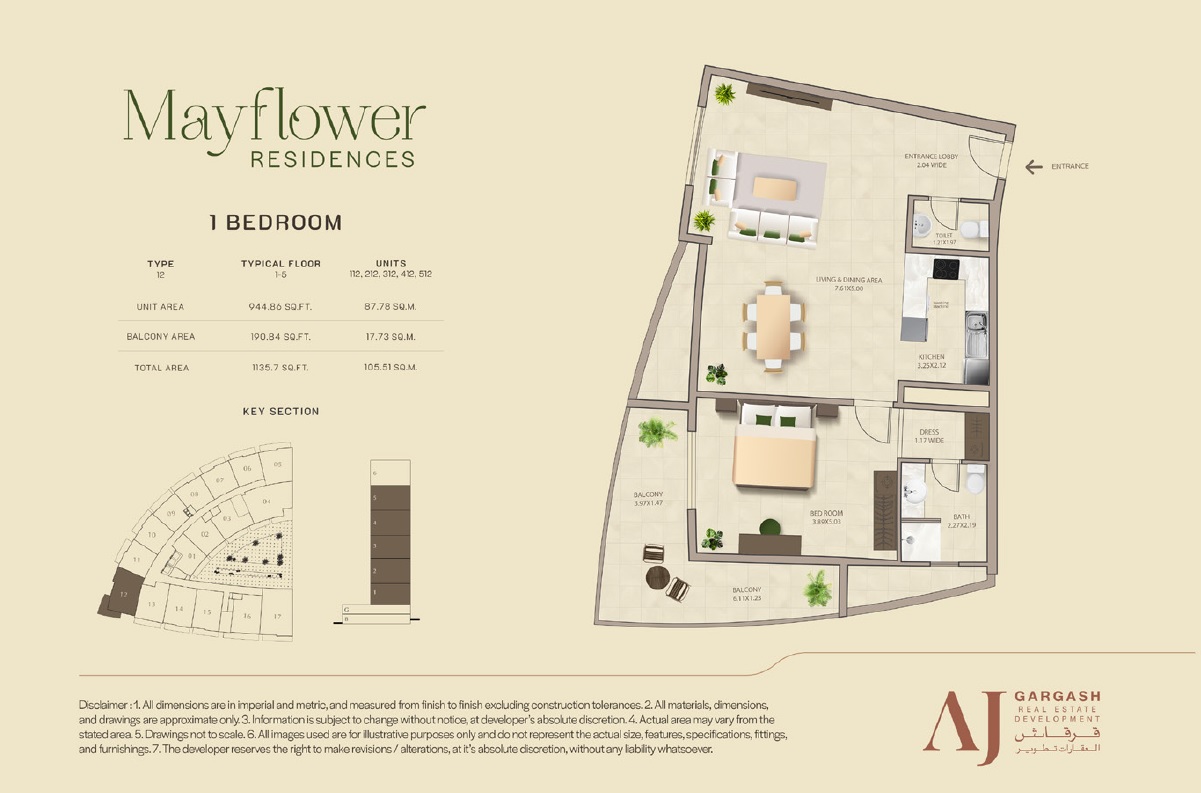 1 Bed 1135 Sq. Ft. Apartment in AJG Mayflower Residences