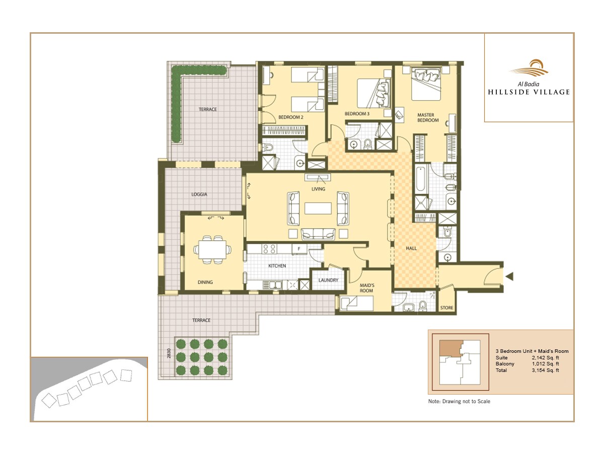 Al Badia Hillside 3 Beds Layout
