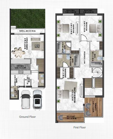 3 Beds 2419 Sq. Ft. Townhouse in Al Burooj Residence 1