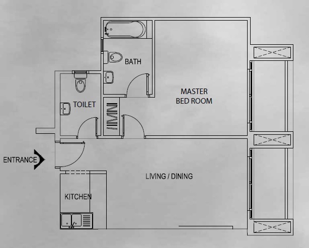 Imperio Al Falak Residence 1 Bed Layout