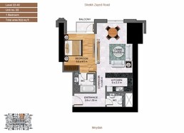1 Bed 803 Sq. Ft. Apartment in Al Habtoor Amna Tower