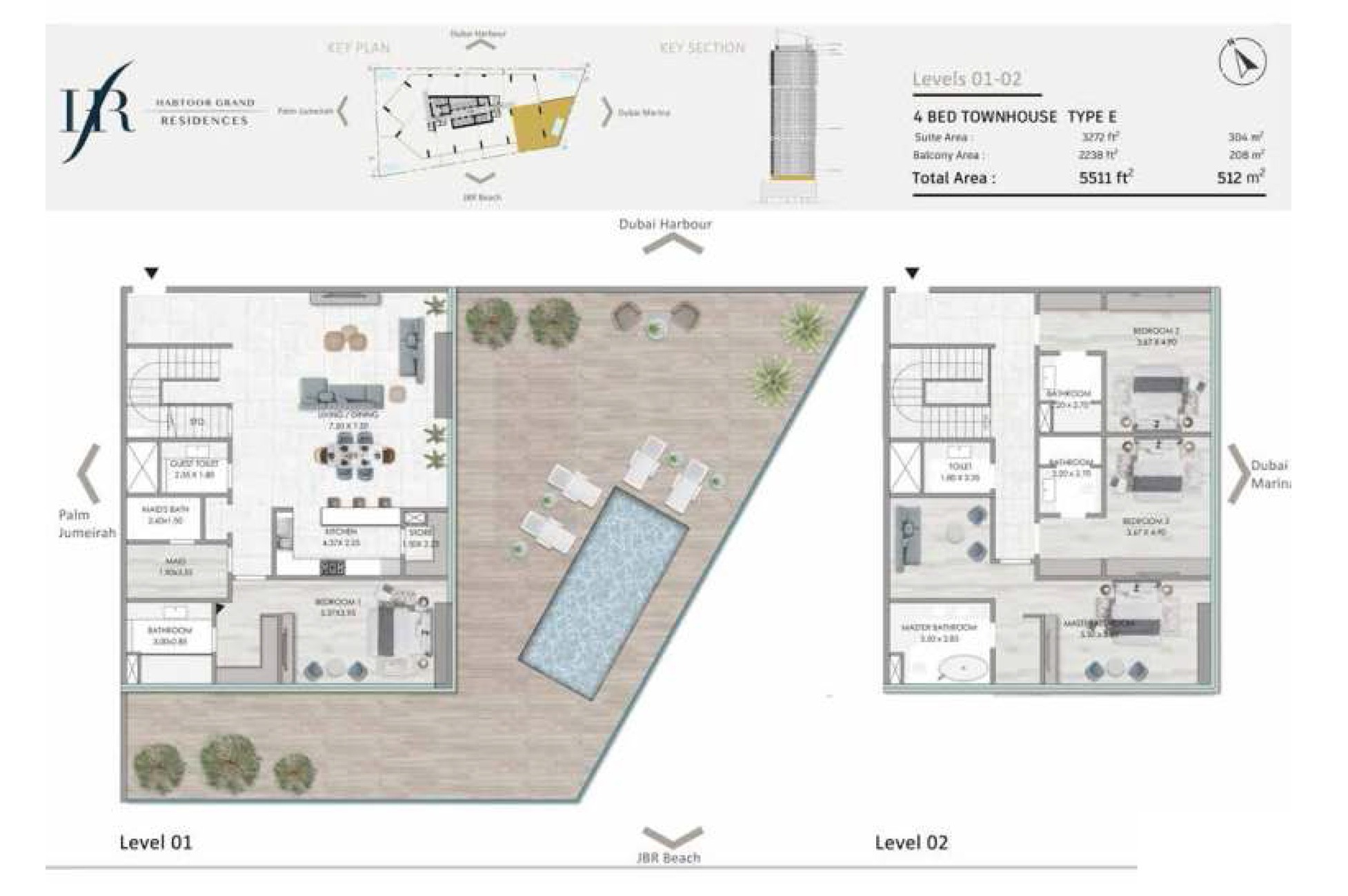 4 Beds 5511 Sq. Ft. Townhouse in Al Habtoor Grand Residences