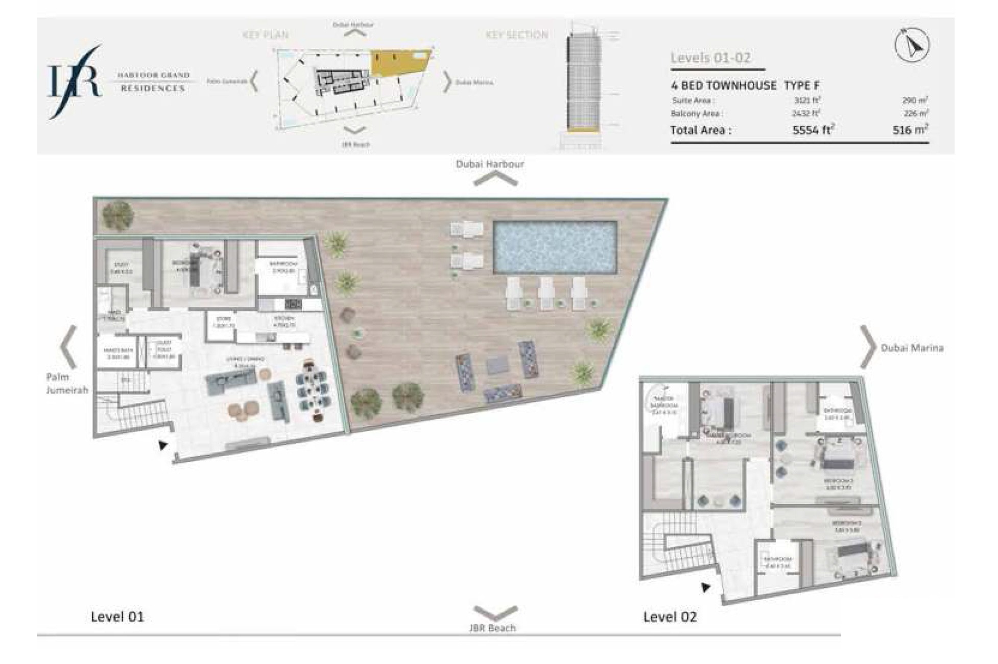 4 Beds 5554 Sq. Ft. Townhouse in Al Habtoor Grand Residences