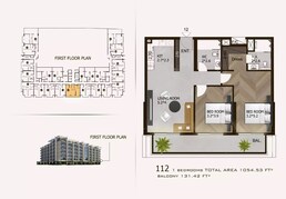 1 Bed 1054 Sq. Ft. Apartment in Al Helal Sports View Residence