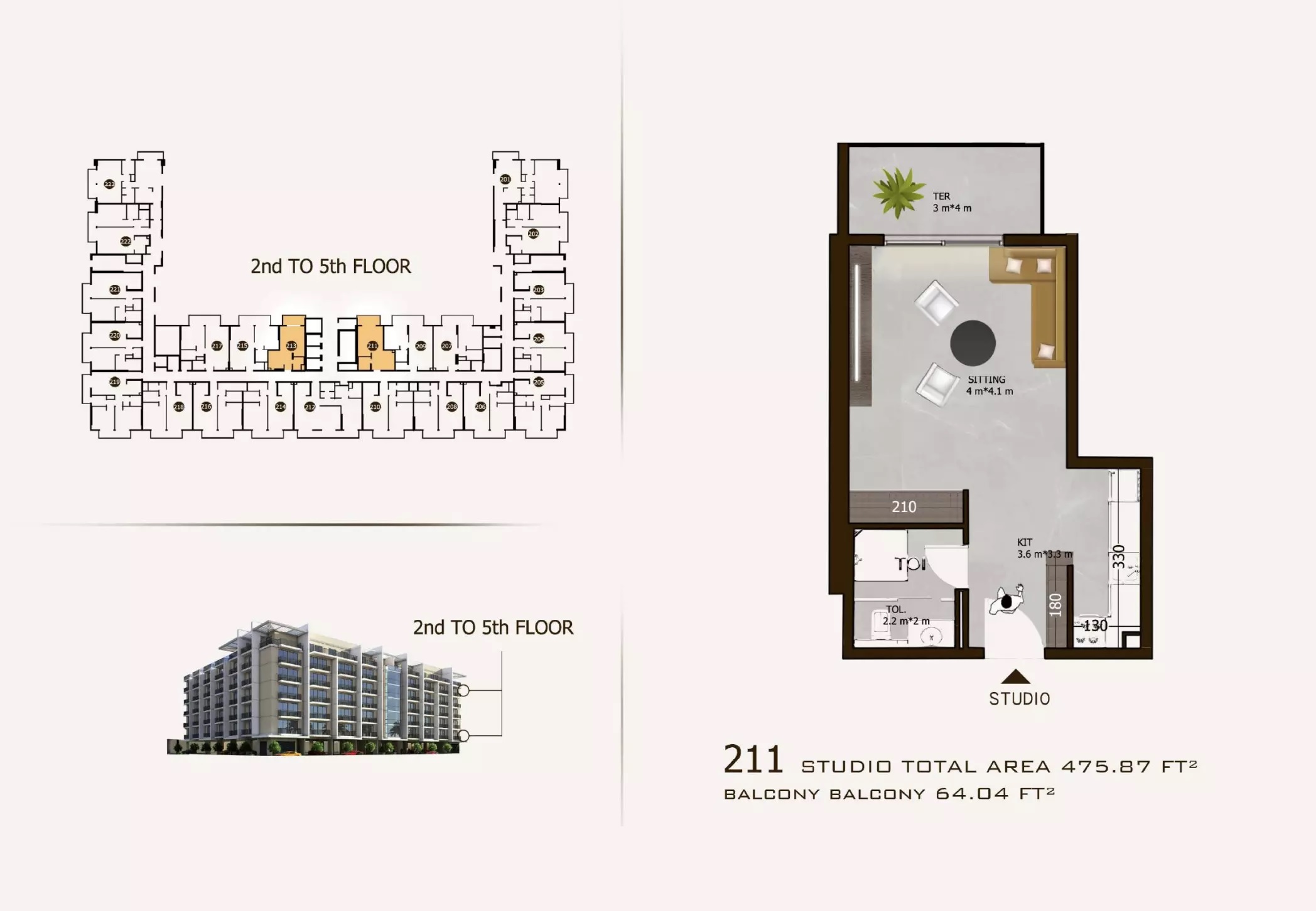 475 Sq. Ft. Studio in Al Helal Sports View Residence