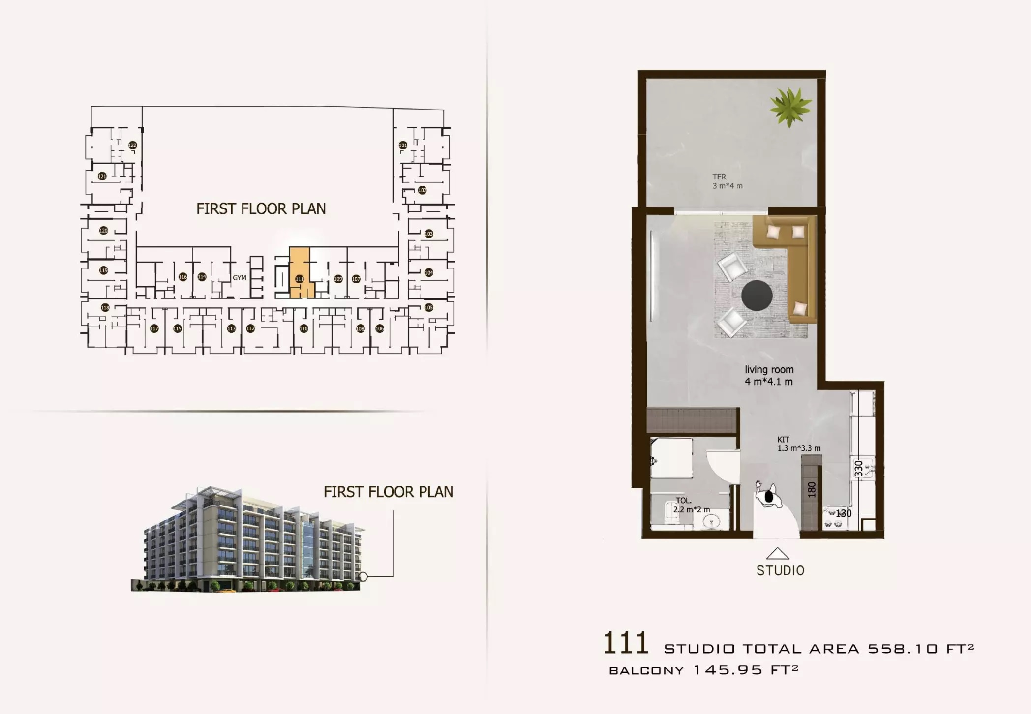 558 Sq. Ft. Studio in Al Helal Sports View Residence