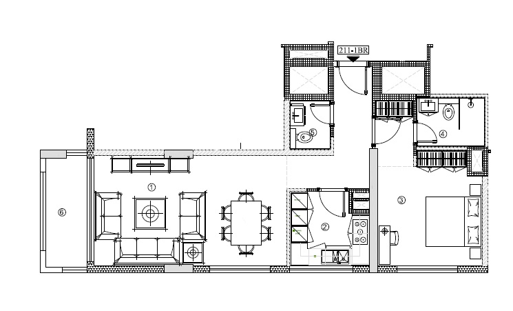 Al Jaziri Avenue Residence 1 Bed Layout