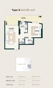 Al Marina Exotica 1 Bed Layout