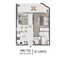1 Bed 626 Sq. Ft. Apartment in Al Mizan The Harmony