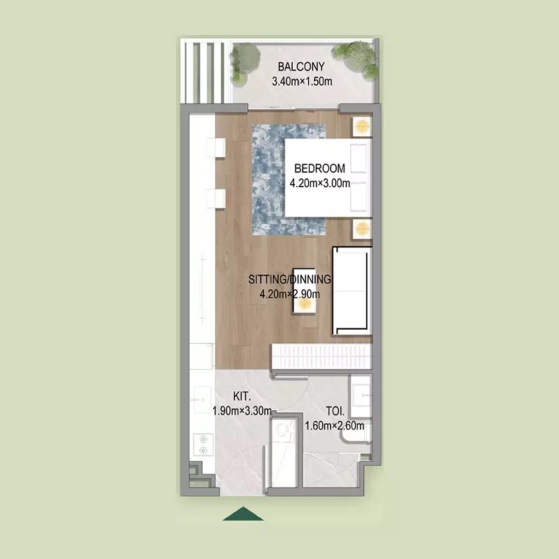Al Oasis Residences Studio Layout
