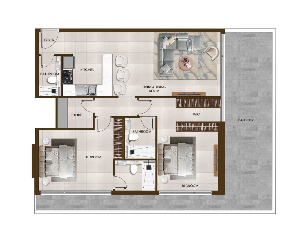 Al Sayyah Butterfly Towers 2 Beds Layout