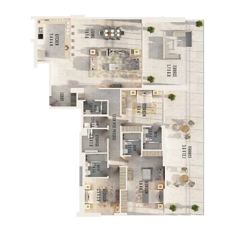Al Sayyah Residence 3 Beds Layout