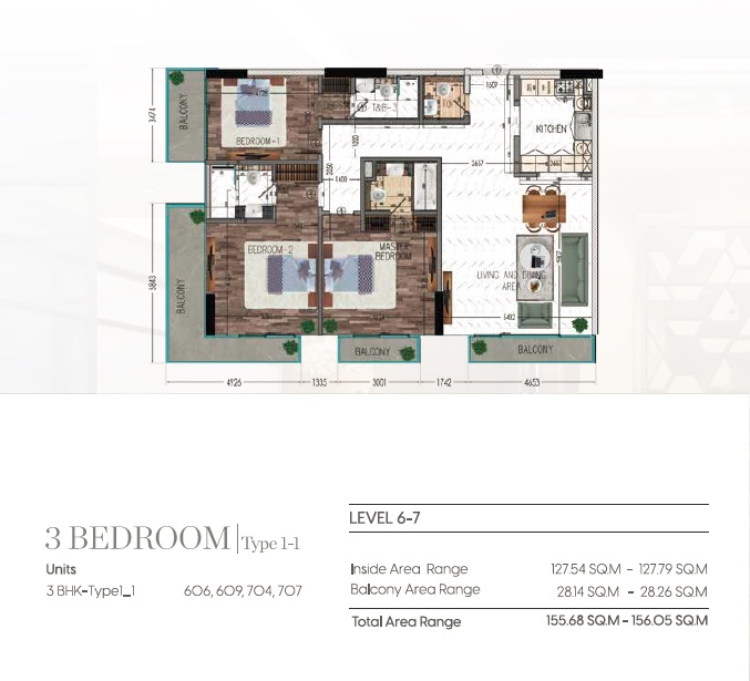 3 Beds 1676 Sq. Ft. Apartment in Al Seeb Welcome Residency
