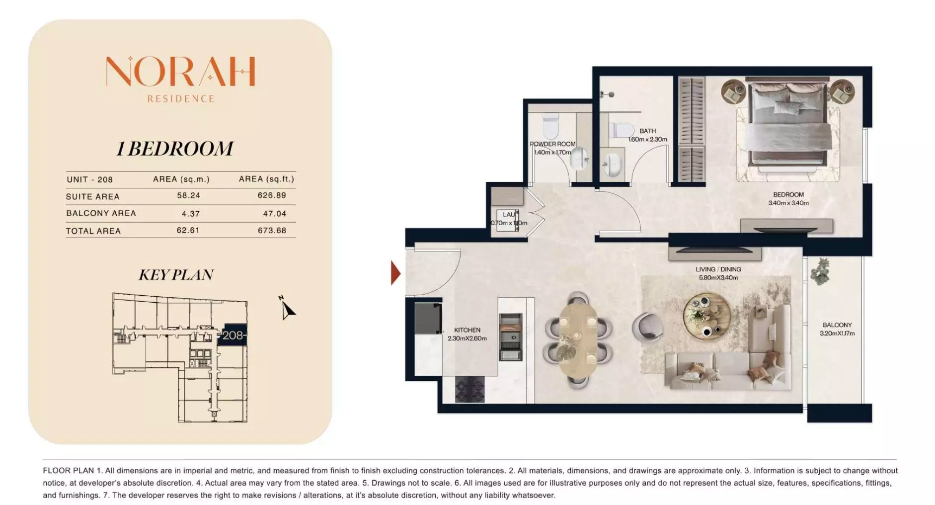1 Bed 673 Sq. Ft. Apartment in Al Tareq Norah Residence
