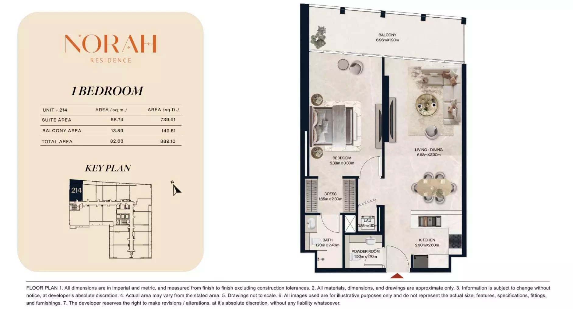 1 Bed 889 Sq. Ft. Apartment in Al Tareq Norah Residence