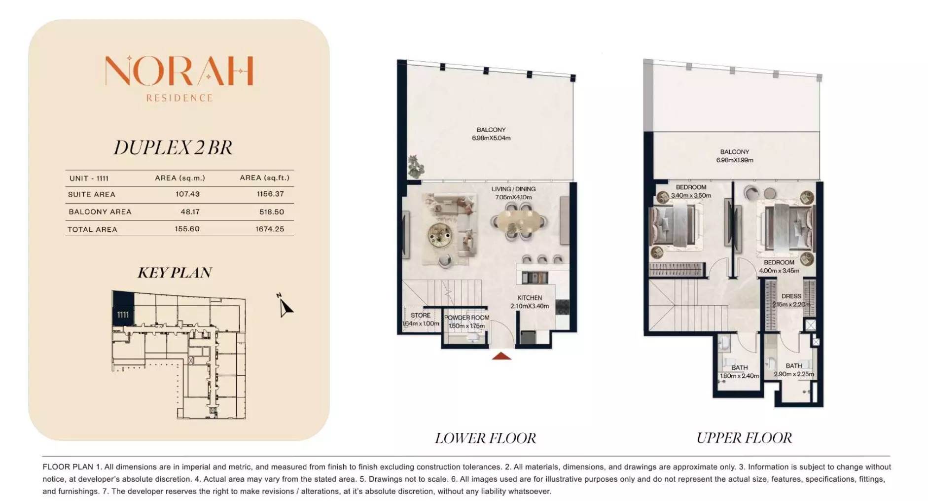 2 Beds 1674 Sq. Ft. Apartment in Al Tareq Norah Residence