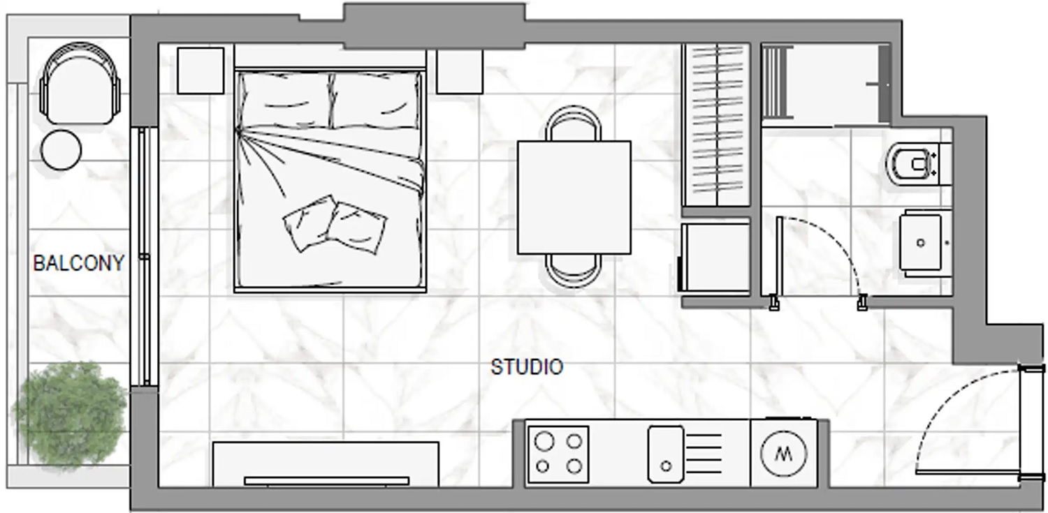 Al Yakka Waha Living Studio Layout
