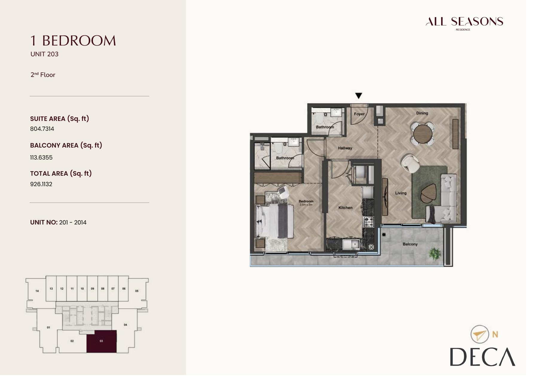 1 Bed 926 Sq. Ft. Apartment in Al Zarooni All Seasons Residence