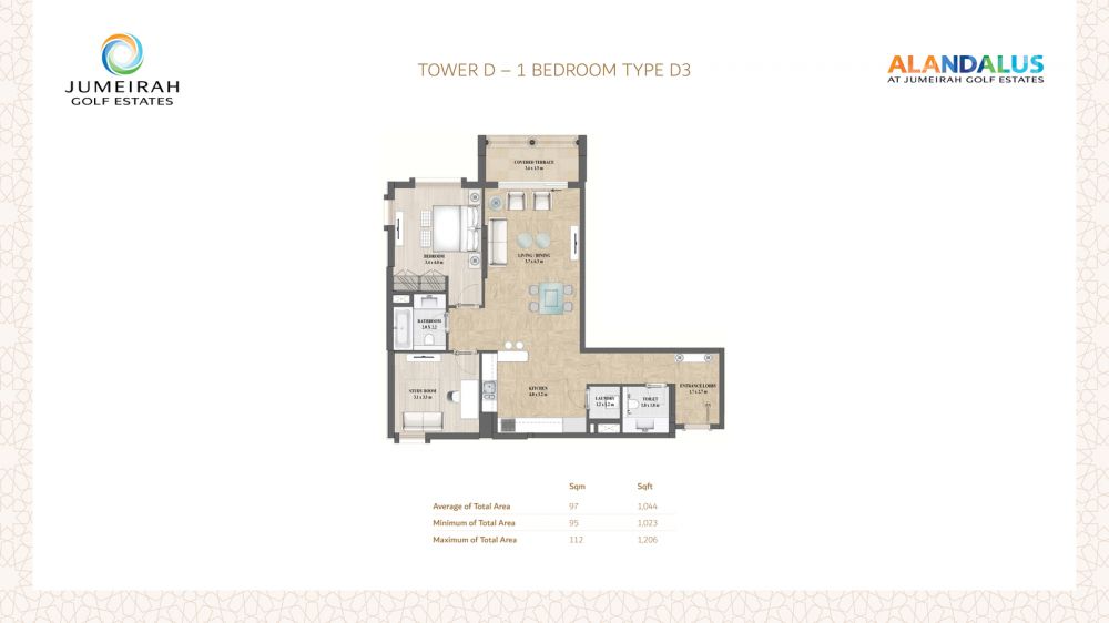 Alandalus Apartments 1 Bed Layout