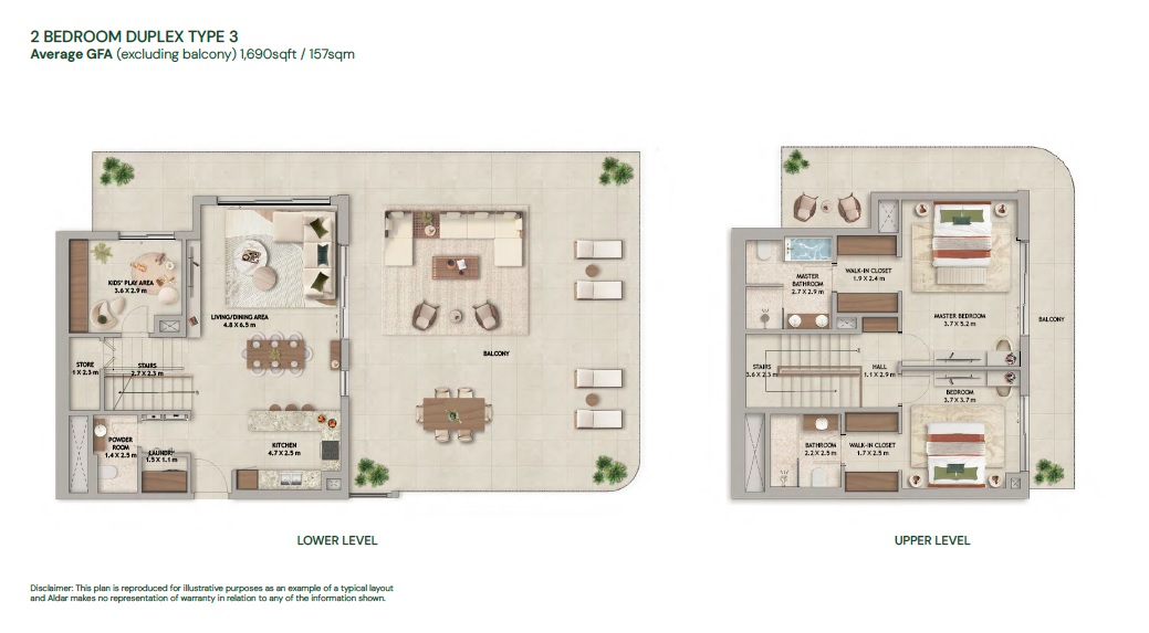Aldar Verdes By Haven 2 Beds Layout