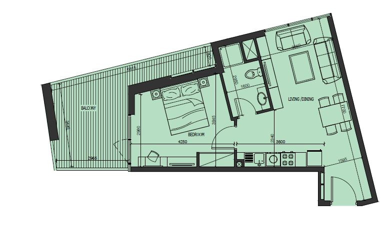 1 Bed 795 Sq. Ft. Apartment in Alexis Tower