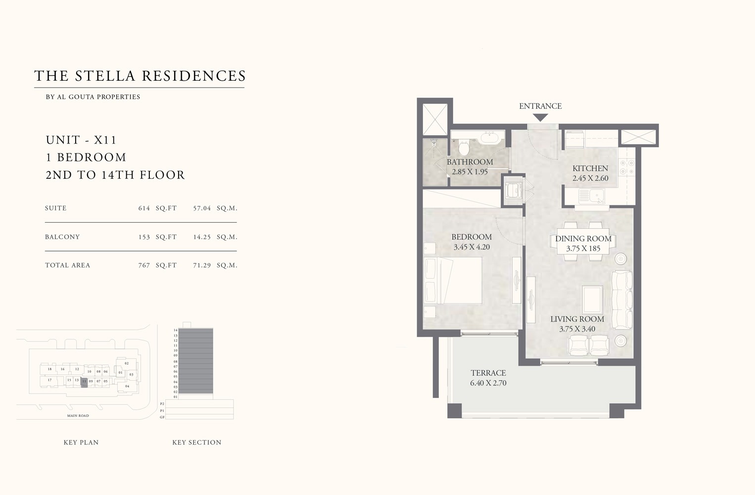 Algouta The Stella Residences 1 Bed Layout
