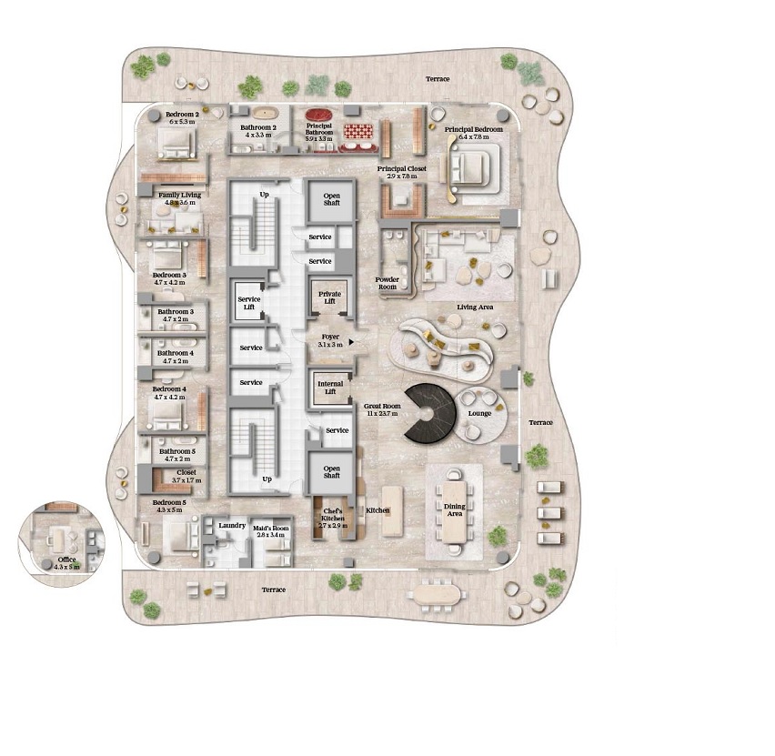 Alta Maison Margiela Residence 5 Beds Layout