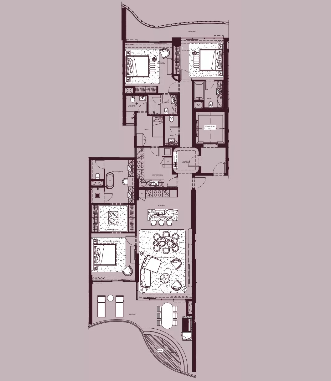 3 Beds 2976 Sq. Ft. Apartment in Alta Mr C Residences