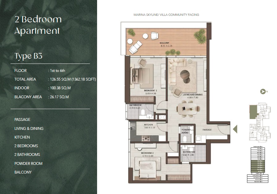 Amaya Residences 2 Beds Layout